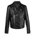 Black leather biker jacket with embossed inserts