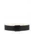 Black leather belt with logo buckle