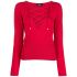 Red long-sleeved sweater with cut-out front with laces