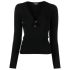 Black long-sleeved sweater with cut-out front with ties
