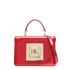 Red tote bag with shoulder strap and DG logo plaque