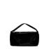 Black soft patent leather bag with logo plaque