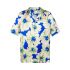 Camp-Collar Floral-Print Satin Shirt