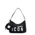 Black shoulder bag with Icon print
