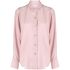Pink silk long-sleeved button-down shirt