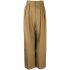 Brown pleated wide-leg trousers