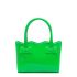 Fluo green tote bag with scalloped edge and bows on handle