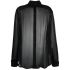 Black oversized four-stitch silk shirt