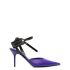 Purple Varnish pointed pumps with logo plaque