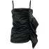 Black draped satin top with straps