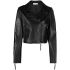 Black crop leather jacket with zipper