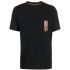 Black short-sleeved T-shirt with breast pocket and rainbow print