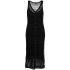 Black knit midi dress with v-neckline