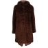 Fur coat with brown hood
