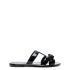 Black low sandals with bow and gold logo plaque