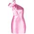 Pink one-shoulder asymmetrical dress with bow