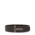 Brown belt with brass T-buckle buckle