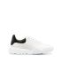 White chunky Court trainers with black heel