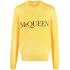Yellow crewneck sweater with black logo embroidery