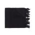 Black scarf with embroidered logo and fringes