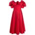Red off-shoulder ruffled dress