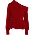 Red peplum waist knitted jumper