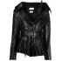 Black leather asymmetrical jacket