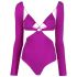 Magenta long-sleeved bodysuit with cut-out