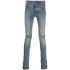 Blue distressed-finish ripped skinny jeans
