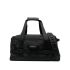 Black duffle bag with applications and logo