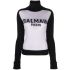 Two-tone turtleneck sweater with inlaid logo