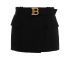 Belt and logoed buckle black mini Skirt