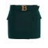 Belt and logoed buckle green mini Skirt
