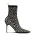 Black and white monogram knit ankle boots