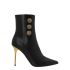 Embossed buttons black leather heeled Boots