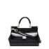 Glossy black tote bag with shoulder strap and Sicily small handle