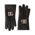 Black leather gloves with logo