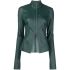 Green leather jacket with zip