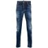Jeans skinny blu con stampa testuale