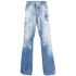 Distressed effect light blue flared Jeans