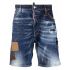 Distressed effect blue denim Bermuda Shorts
