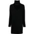 Black ribbed-knit long-sleeve dress