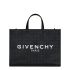 Black coated canvas hand tote bag with embossed 4G pattern