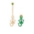Gold and green asymmetrical Anchor earrings