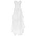 White long dress with sweetheart neckline and ruffles
