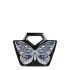 Black Micro Riviera Diamond suede bag with embroidered butterfly