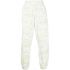 White textured floral-print track pants
