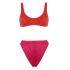 Fuchsia and red Sporty Bra 90s Bottom Bikini Set