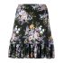 Black floral-print ruffle-hem skirt