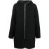 Black coat with hood and zipper closure